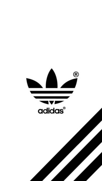 Black Adidas logo with three stripes on white background for mobile