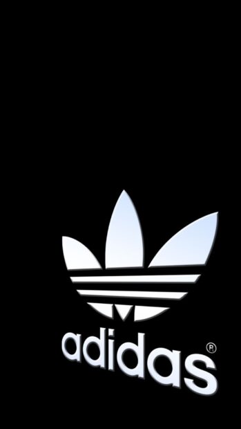 White Adidas logo on black background for mobile devices