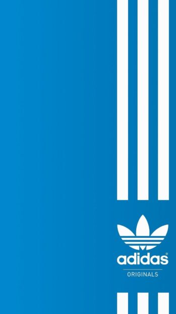 Blue background with Adidas logo and stripes representing Adidas Originals design