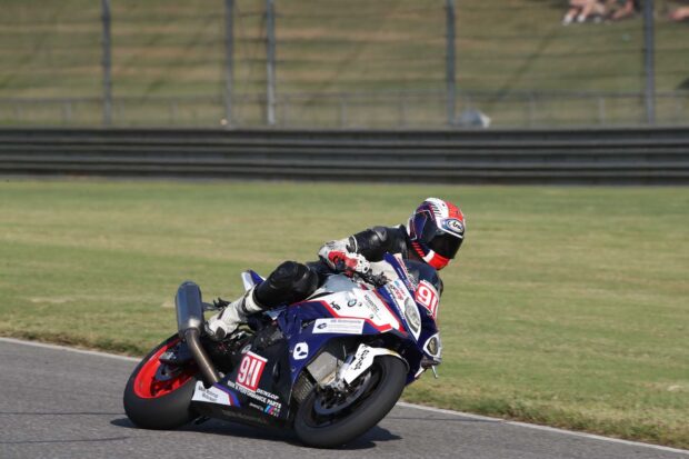 Motorcycle racing on the track during a motorsports event