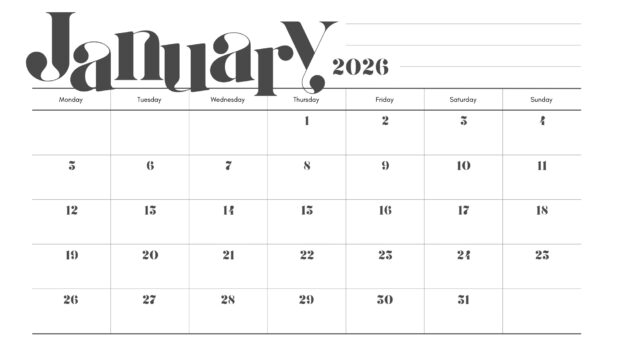 New Year January 2026 Calendar HD Wallpaper
