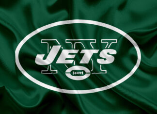 New York Jets logo on green fabric with 2K quality texture detail