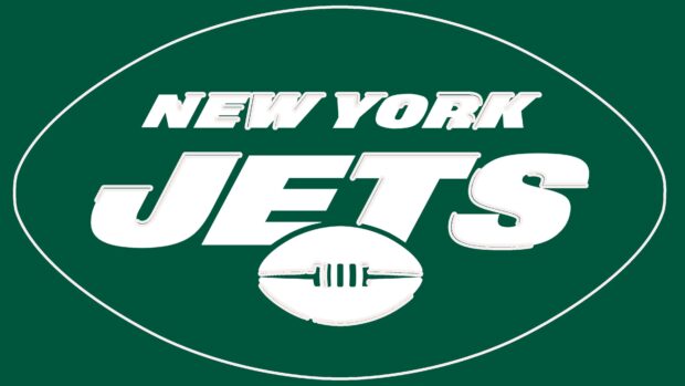 New York Jets logo with a white football on a green background