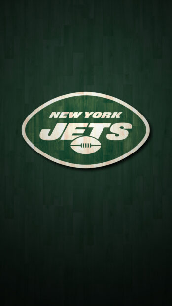 New York Jets logo on a dark wood background in high resolution