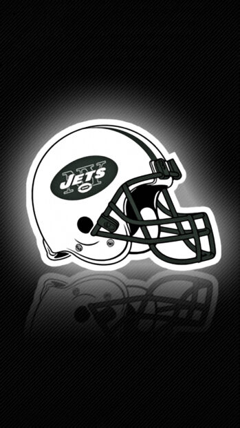 A New York Jets logo on a football helmet with a dark textured background