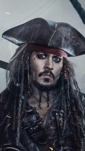 Close up portrait of a pirate with dreadlocks and a leather hat from Pirates Of The Caribbean