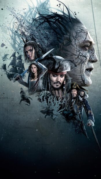 Pirates Of The Caribbean characters including captain and crew in dramatic pose