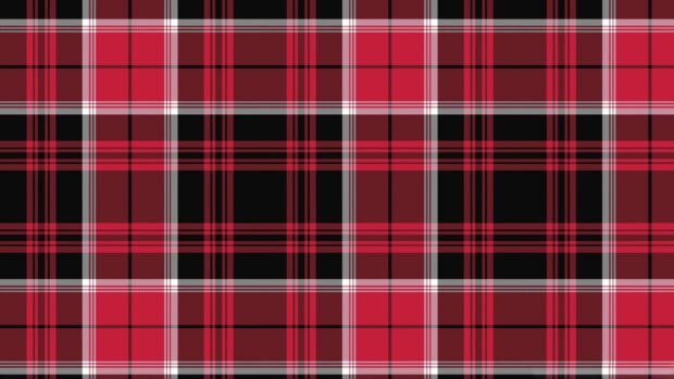 Red and black tartan plaid pattern design with white and gray stripes