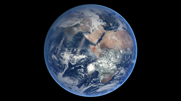 The planet earth showing continents of Africa and Asia from space in high resolution 4k