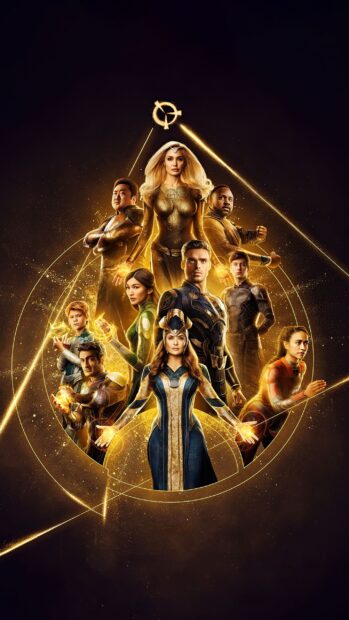 Mystic heroes gathering in a golden circle magic scene