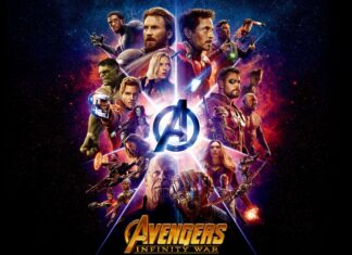 The Avengers poster features iconic heroes and villains in a cosmic battle scene