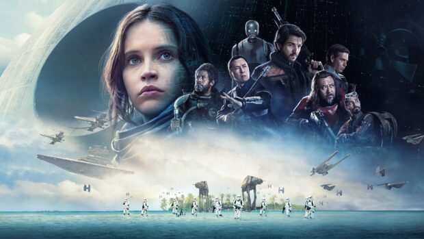 A poster featuring a futuristic space rebellion with characters and advanced military machines