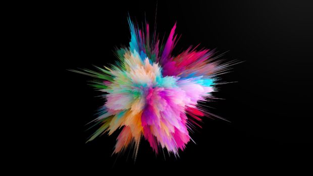 Colorful powder explosion with vibrant hues on black background powder