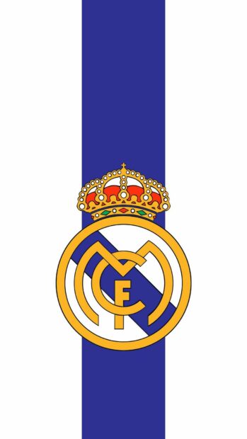 Real Madrid Cf emblem with a blue vertical stripe on a white background