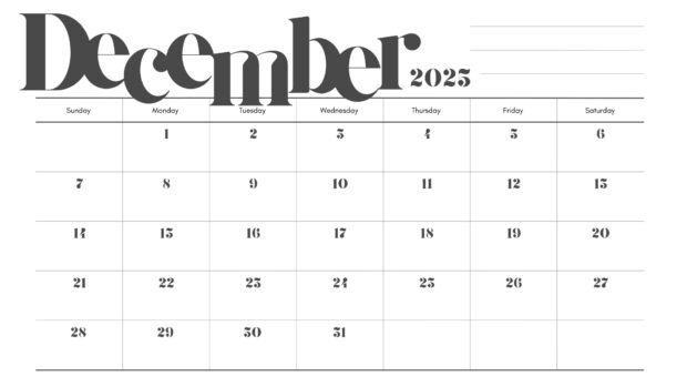 Simple December 2025 Calendar Wallpaper (2)