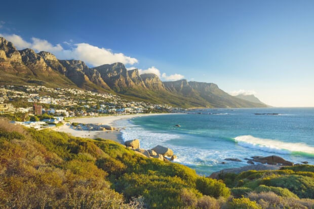 Scenic coastline with mountains and ocean in South Africa