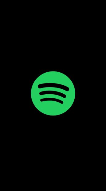 Green Spotify logo on black background with streaming waves symbolizing music streaming