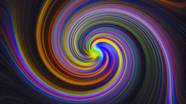 A vibrant swirl of colorful lines creating a dynamic swirl pattern