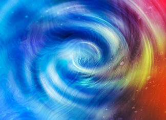 Colorful swirl creating a dynamic swirl effect with vibrant blue and red hues in 4k quality