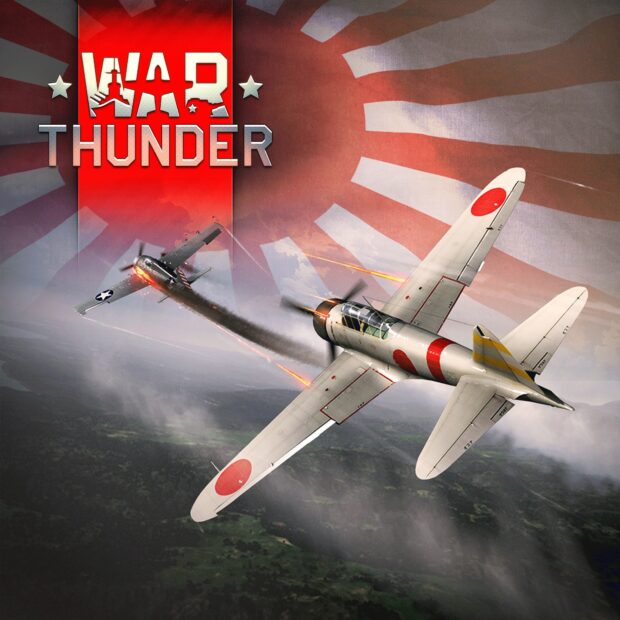 A War Thunder aircraft dogfight scene with classic planes and aerial combat action