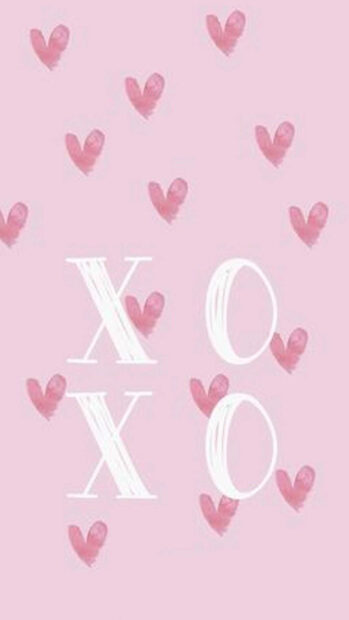 Pink valentines design with xoxo and small hearts on a light background