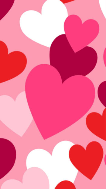 Colorful valentines with various heart shapes on a pink background design