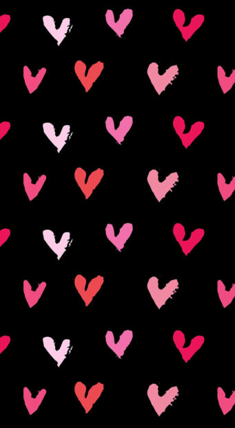 Hand drawn hearts pattern with colorful valentine design
