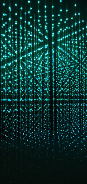 Dots Wallpapers 2K Mobile Glowing dots arranged in hanging strings creating a mesmerizing light pattern