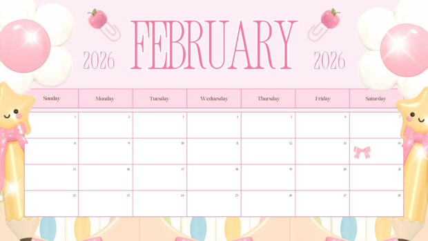 February 2026 Calendar HD Wallpaper (3)
