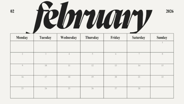 February 2026 Calendar HD Wallpaper (5)