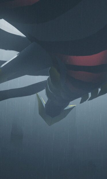 Giratina creature looming in the dark rain with a menacing presence