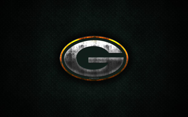 Metal styled Green Bay Packers logo on dark textured background