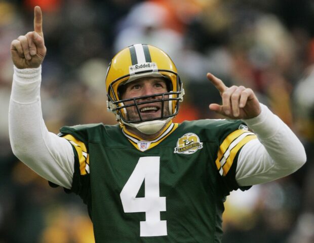 Green Bay Packers player celebrating during a game wearing number 4 jersey