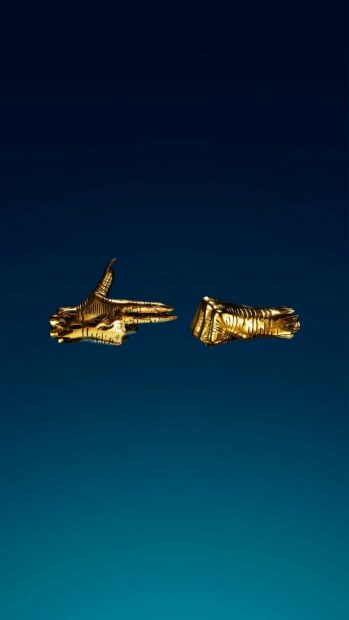 Golden jewels shaped like hands on a gradient blue background with jewels