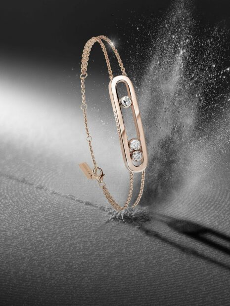 Rose gold bracelet with floating diamonds is a stunning jewels design in high definition