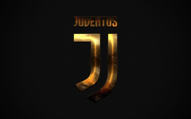 Golden Juventus logo with text on dark textured background showcasing Juventus branding