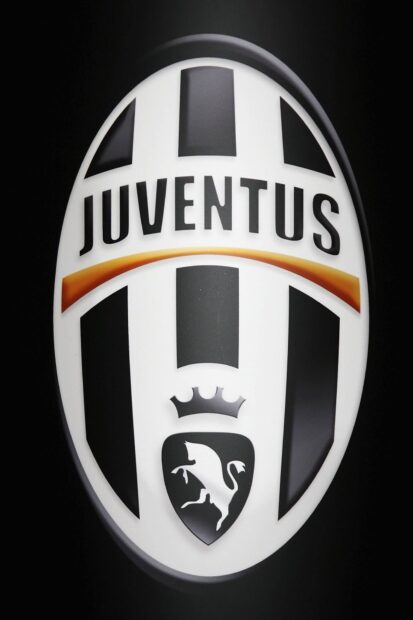 Close up of Juventus logo showing a detailed design and emblem on a black background