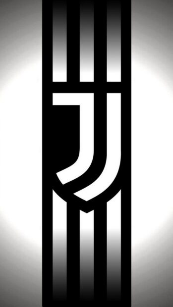 Juventus logo design with black and white stripes in a vertical layout