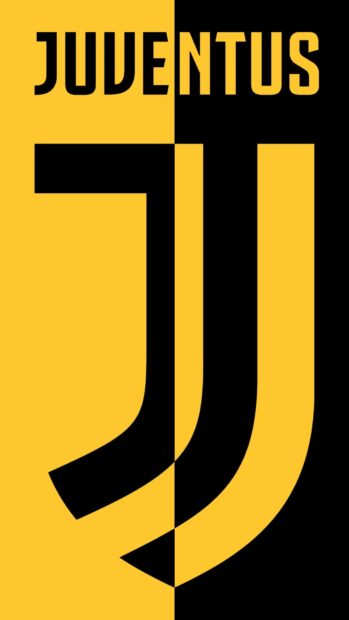 Juventus logo design with black and yellow colors split vertically on the phone screen