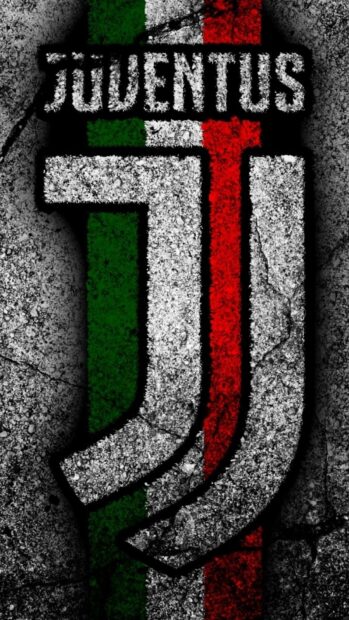 Juventus logo designed with Italian flag colors on textured background