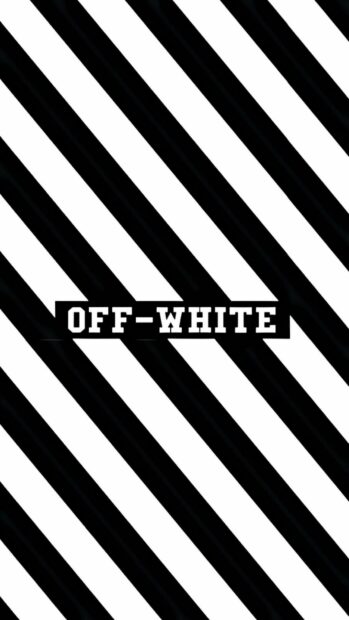 Bold black stripes with Off White text logo on a white background for mobile