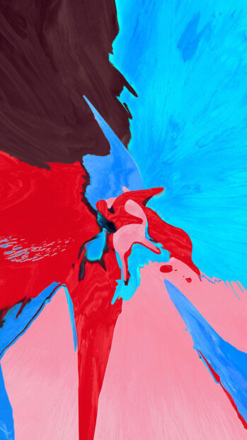 Abstract paint art with vibrant red and blue colors blending smoothly