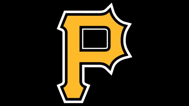 The Pittsburgh Pirates logo in yellow and black on a black background
