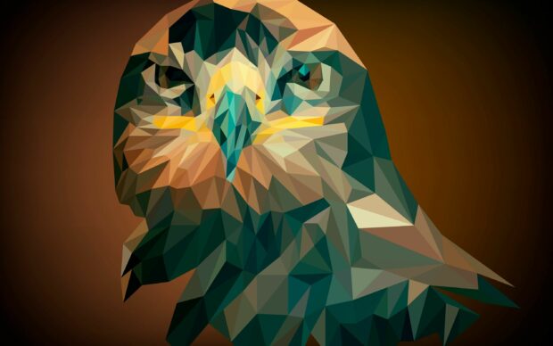 Low poly art of an eagle head in pop art style with geometric shapes and vibrant colors
