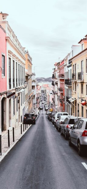Narrow street with classic buildings in Portugal cityscape