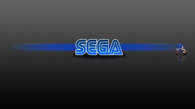 The Sega logo with Sonic the Hedgehog running alongside a blue motion trail