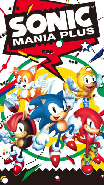 Sonic and friends from Sega featured in colorful dynamic action poses