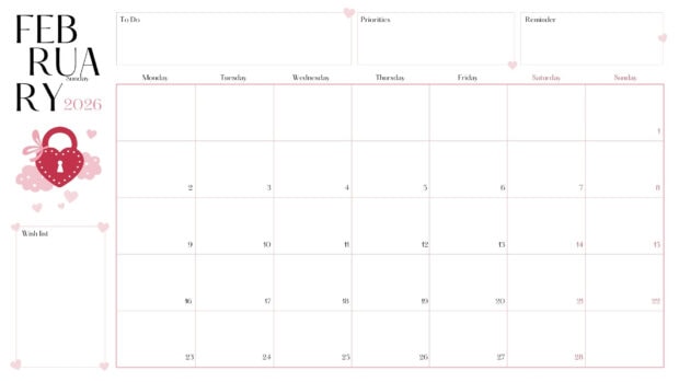 Simple February 2026 Calendar Wallpaper HD (2)