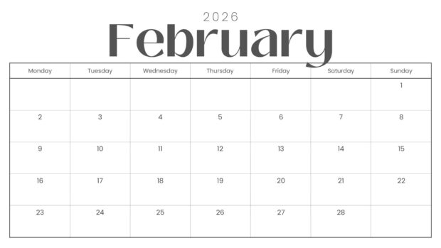 Simple February 2026 Calendar Wallpaper HD (3)
