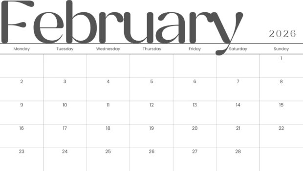 Simple February 2026 Calendar Wallpaper HD (4)